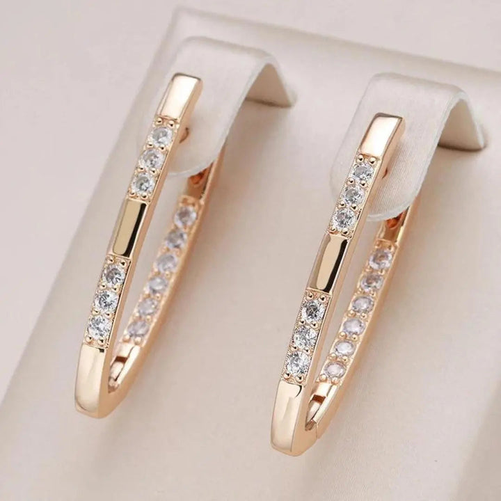 Naušnice obruči u boji ružičastog zlata s cirkonima