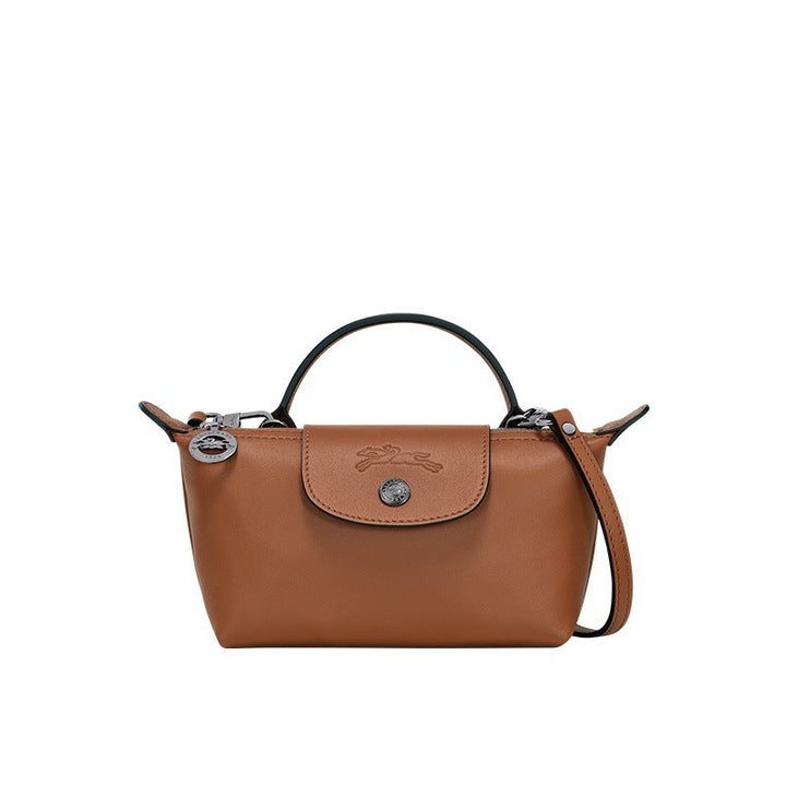 Mini kožna torba Longchamp - smeđa